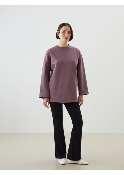 Yeni Sezon Bisiklet Yaka Oversize Kadın Kalın Sweatshirt Tunik fiyatları