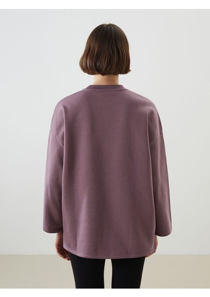 Yeni Sezon Bisiklet Yaka Oversize Kadın Kalın Sweatshirt Tunik fırsatları