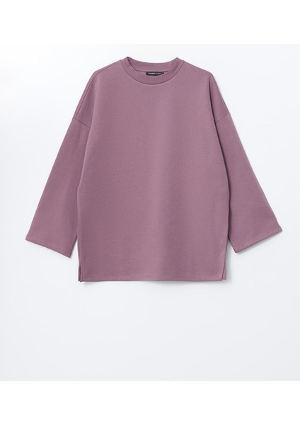 Yeni Sezon Bisiklet Yaka Oversize Kadın Kalın Sweatshirt Tunik indirimleri