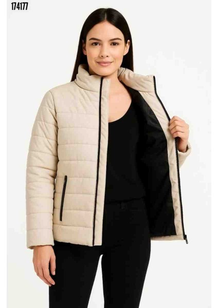 Bomber Mont Ceket-Su Itici Kumaş, Kapitone Astarlı, Fermuarlı, Kışlık, Kırmızı Gül Figürlü Kolye Hediye fiyatları