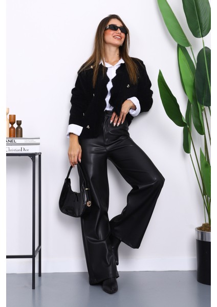 Siyah Düğme Detaylı Angora Yumoş Triko Hırka fiyatları