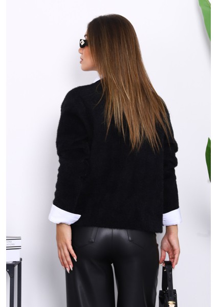 Siyah Düğme Detaylı Angora Yumoş Triko Hırka fırsatları
