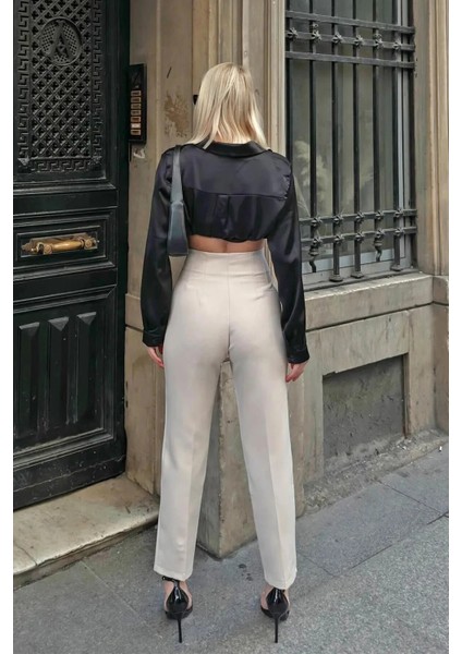 Kadın Yüksek Bel Pensli Zra Pantolon – Beyaz / Krem / Bej / Lacivert / Siyah | 36-46 Beden | Business & Ofis Kombin modelleri