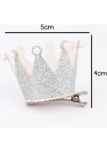 Gümüş İnci Detaylı Kraliçe Kız Çocuk Klips Toka