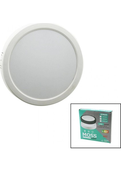 Moss Lıght 20W Yuvarlak Beyaz Metal Kasa Sıva Üstü LED Slim Panel 1350LM (4887)