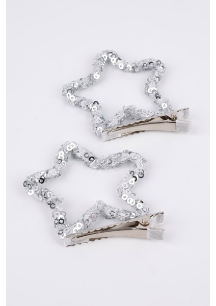 Gümüş Payetli Yıldız İkili Kız Çocuk Klips Toka fırsatları