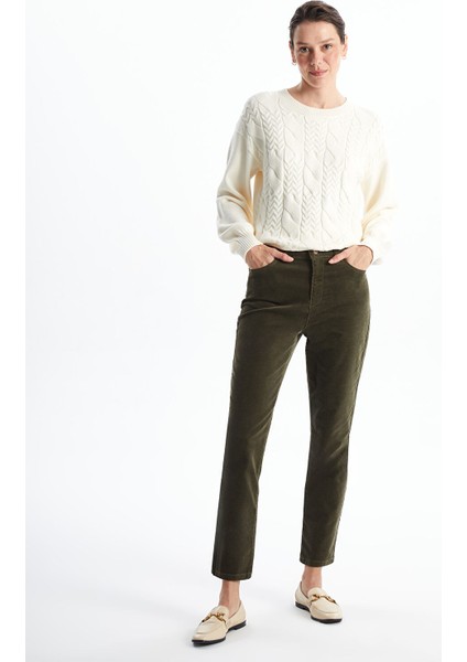 Yeni Sezon Dar Fit Kadife Kadın Pantolon