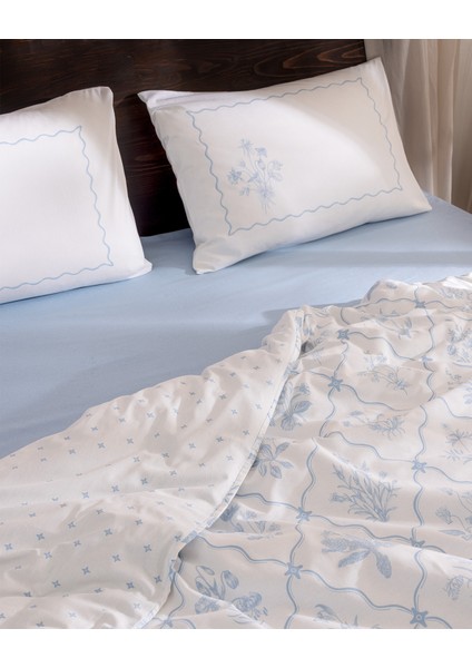 Rotule Çift Kişilik %100 Pamuk Ranforce Nakışlı Nevresim Takımı - Mavi modelleri
