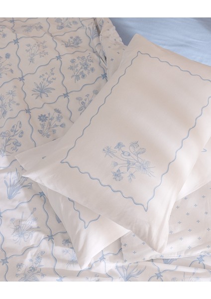 Rotule Çift Kişilik %100 Pamuk Ranforce Nakışlı Nevresim Takımı - Mavi fırsatları