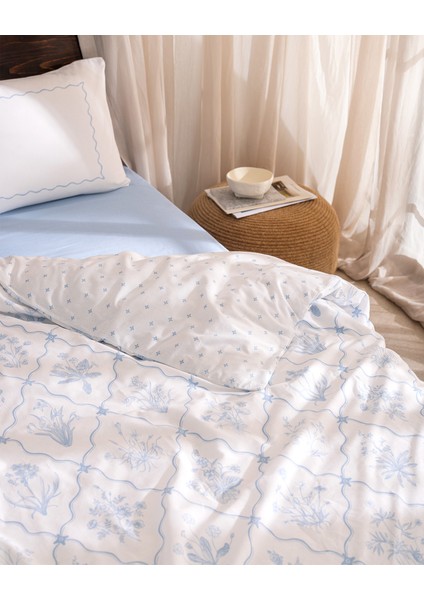 Rotule Çift Kişilik %100 Pamuk Ranforce Nakışlı Nevresim Takımı - Mavi indirimleri