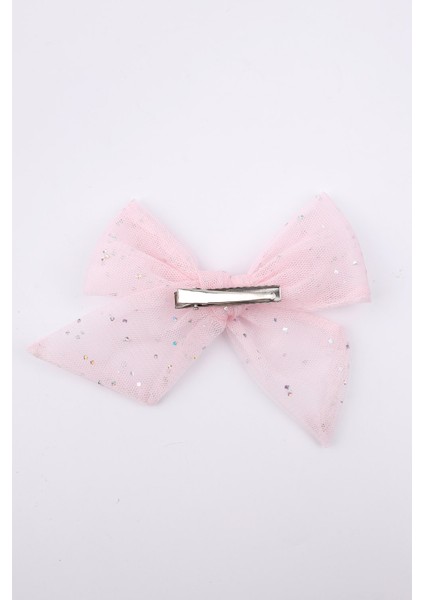 Pudra Simli Tül Fiyonk Kız Çocuk Klips Toka