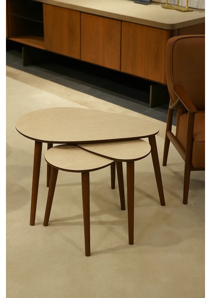 Paris 3'lü Zigon SEHPA%100 Mdf Traverten