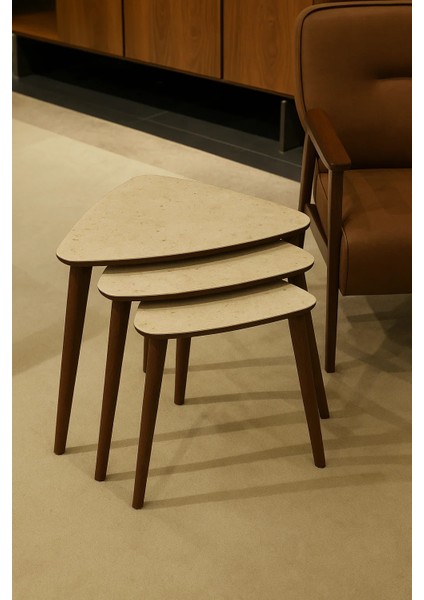 Tokyo 3'lü Zigon Sehpa %100 Mdf Üçgen Traverten modelleri