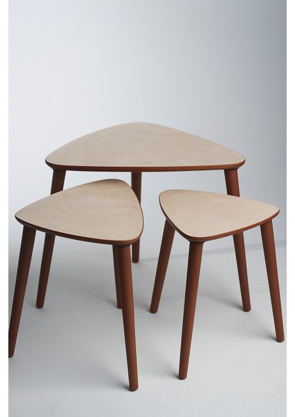 Tokyo 3'lü Zigon Sehpa %100 Mdf Üçgen Traverten indirimleri