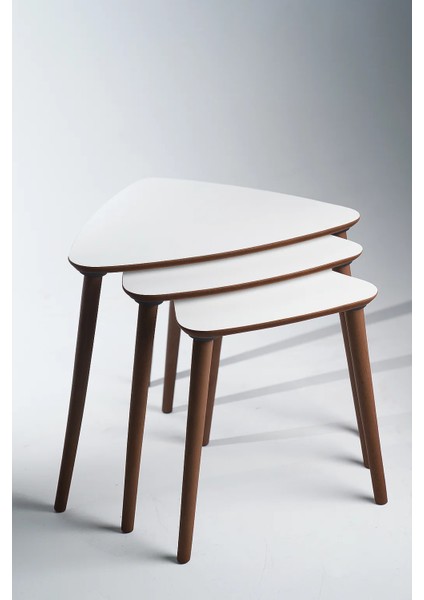 Tokyo 3'lü Zigon Sehpa %100 Mdf Üçgen Beyaz
