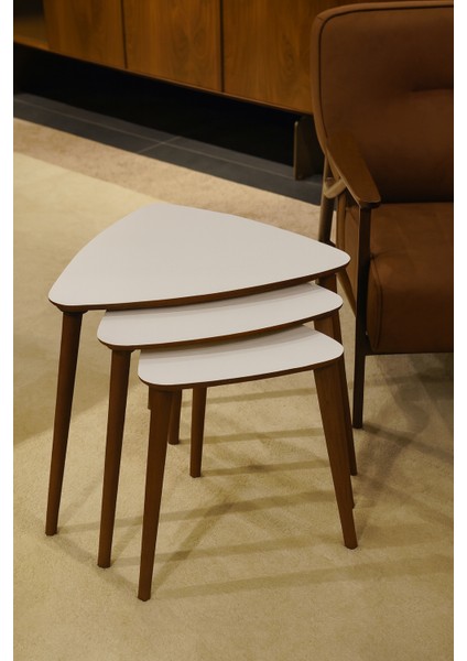 Tokyo 3'lü Zigon Sehpa %100 Mdf Üçgen Beyaz modelleri