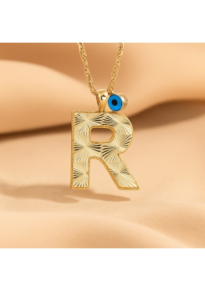 R Harfi Altın Kolye
