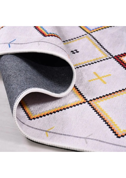 Vigna Geometrik Kırık Beyaz Polyester ve Pamuklu Kaydırmaz Tabanlı Dijital Baskı Halı modelleri