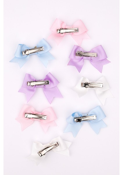 Çok Renkli Soft 8'li Kurdele Fiyonk Klips Toka Set