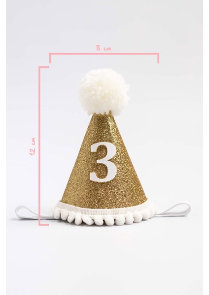 Ekru 3 Yaş Ponponlu Huni Doğum Günü Tacı fırsatları