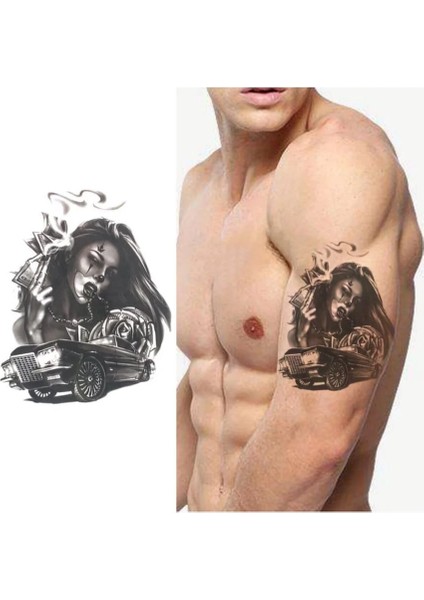 Geçici Kadın ve Araba Figürlü Dövme Tattoo fiyatları