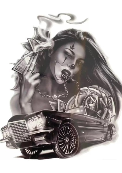 Geçici Kadın ve Araba Figürlü Dövme Tattoo fırsatları