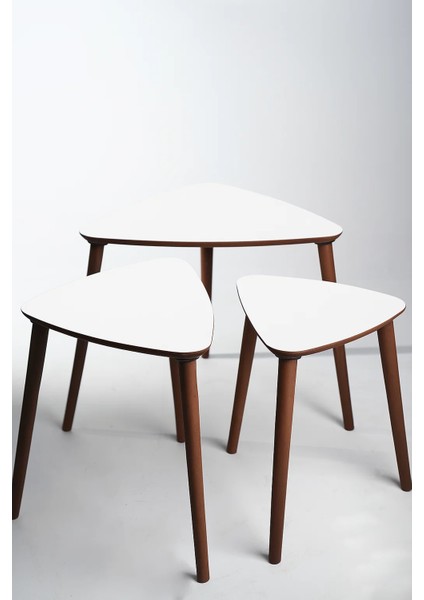 Tokyo 3'lü Zigon Sehpa %100 Mdf Üçgen Beyaz fırsatları