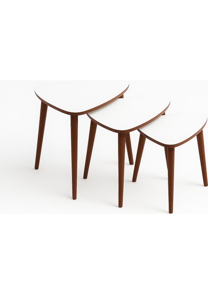 Tokyo 3'lü Zigon Sehpa %100 Mdf Üçgen Beyaz