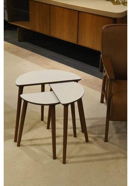 Roma 3'lü Zigon Sehpa %100 Mdf Yarım Ay Beyaz fiyatları