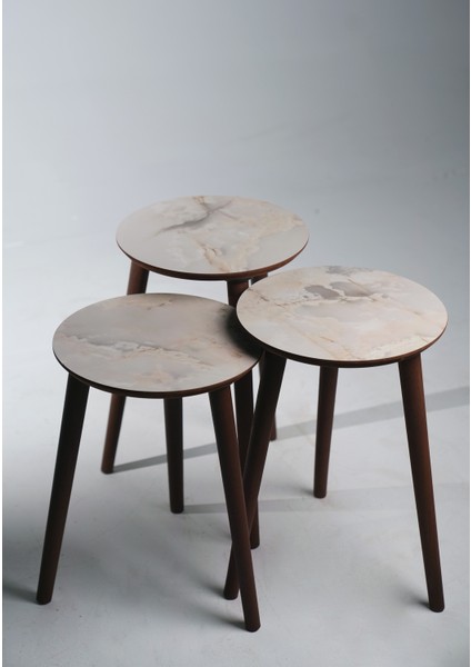 Madrid 3'lü Zigon Sehpa %100 Mdf Gri