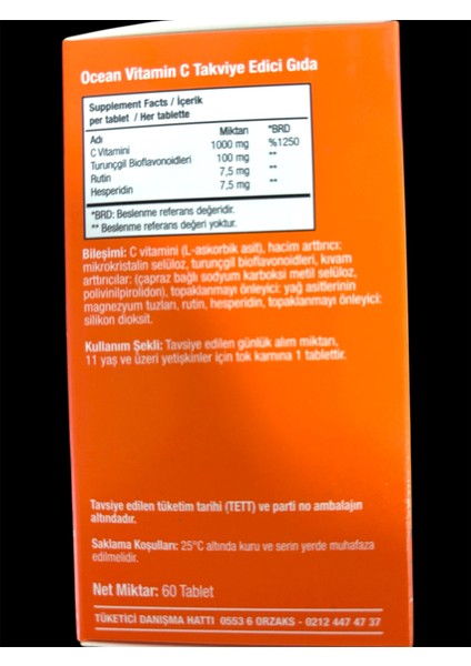 Ocean Vitamin C 1000 Mg 30+30 Tablet 1 Alana 1 Bedava 850071952933 modelleri