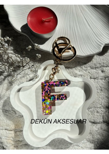 F Harfi Epoksi Karışık Renk El Yapımı Anahtarlık fiyatları