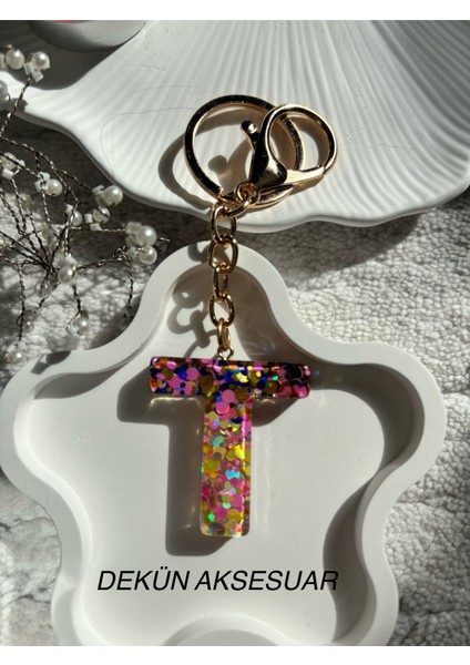 T Harfi Epoksi Kare Renk El Yapımı Anahtarlık fiyatları