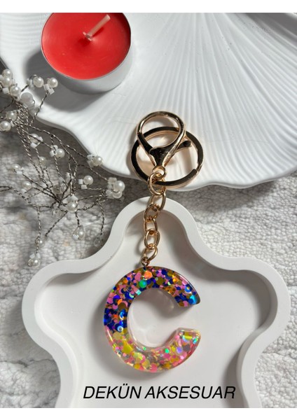 C Harfi Epoksi Karışık Renk El Yapımı Anahtarlık fiyatları