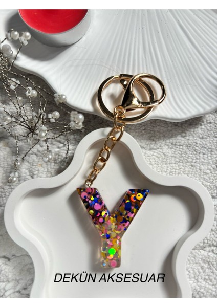 Y Harfi Epoksi Karışık Renk El Yapımı Anahtarlık fiyatları