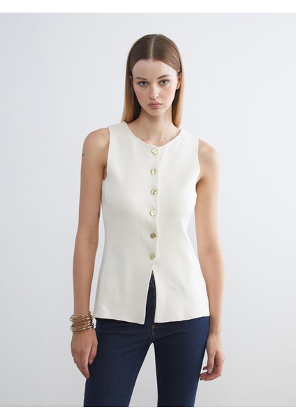 Yeni Sezon Bisiklet Yaka Kadın Triko Yelek