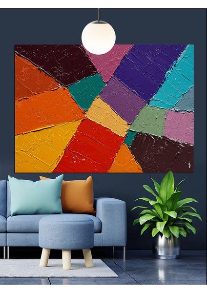 Çeşitli Renklerden Oluşan Soyut Mozaik Düzen Dekoratif Kanvas - Mdf Ahşap Tablo