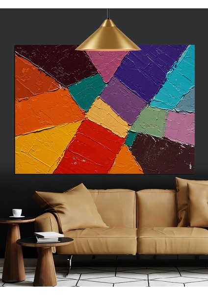 Çeşitli Renklerden Oluşan Soyut Mozaik Düzen Dekoratif Kanvas - Mdf Ahşap Tablo fiyatları