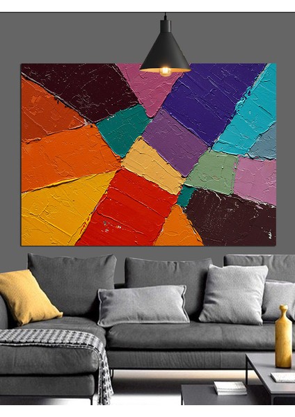 Çeşitli Renklerden Oluşan Soyut Mozaik Düzen Dekoratif Kanvas - Mdf Ahşap Tablo modelleri