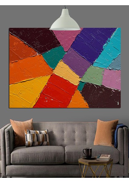 Çeşitli Renklerden Oluşan Soyut Mozaik Düzen Dekoratif Kanvas - Mdf Ahşap Tablo fırsatları