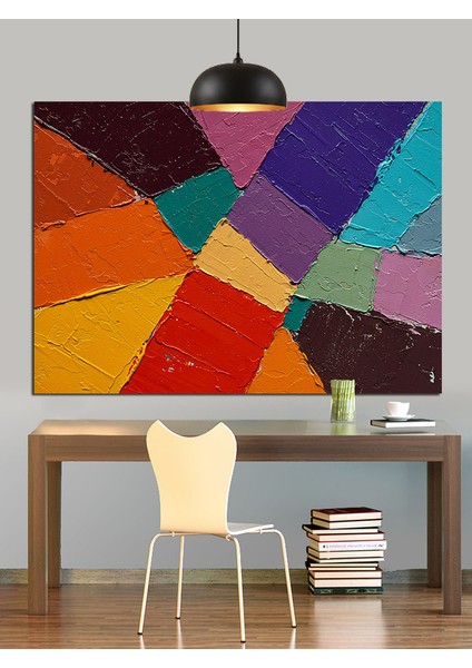 Çeşitli Renklerden Oluşan Soyut Mozaik Düzen Dekoratif Kanvas - Mdf Ahşap Tablo indirimleri