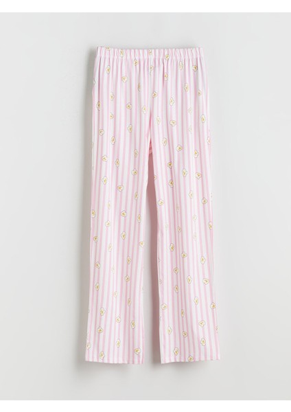 Yeni Sezon Beli Lastikli Fiyonk Desenli Kadın Pijama Altı