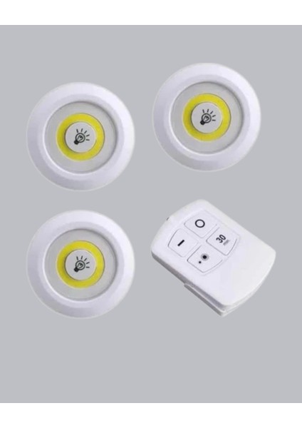 Çok Amaçlı Kullanım Için Kablosuz Yapışkanlı 3 Lü Uzaktan Kumandalı LED Spot Lamba fırsatları