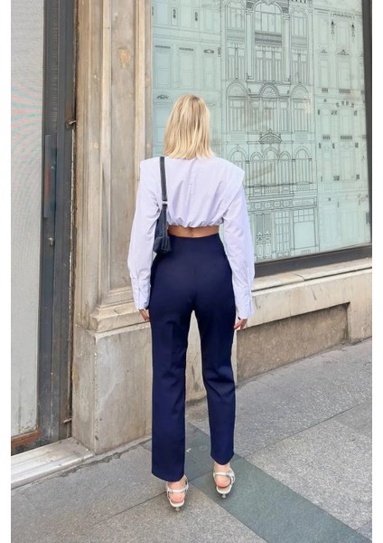 Kadın Yüksek Bel Pensli Zra Pantolon – Beyaz / Krem / Bej / Lacivert / Siyah | 36-46 Beden | Business & Ofis Kombin modelleri