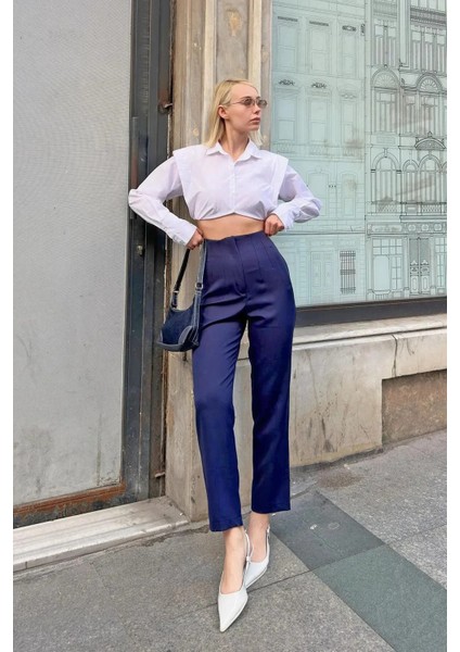 Kadın Yüksek Bel Pensli Zra Pantolon – Beyaz / Krem / Bej / Lacivert / Siyah | 36-46 Beden | Business & Ofis Kombin indirimleri