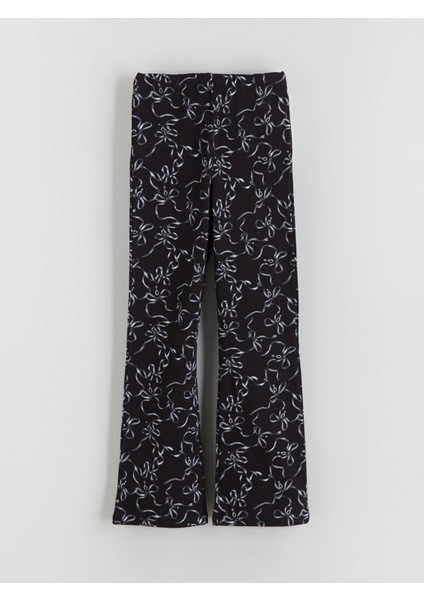 Yeni Sezon Beli Lastikli Fiyonk Baskılı Kız Çocuk Tayt