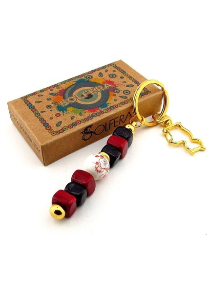 Bordo Siyah Orjinal Murano Cam Boncuklu Çanta Süsü Kedi Charm Anahtarlık KY068