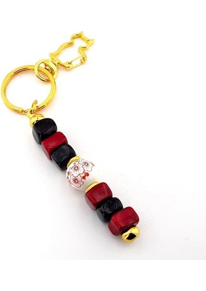 Bordo Siyah Orjinal Murano Cam Boncuklu Çanta Süsü Kedi Charm Anahtarlık KY068 fiyatları