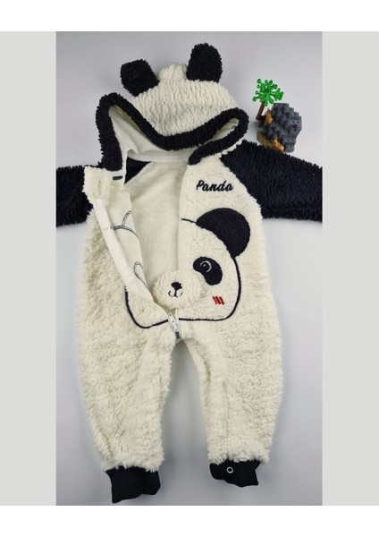 Peluş Panda Bebek Tulumu - Kapüşonlu, Fermuarlı, Alttan Çıtçıtlı Pamuklu 0-12 Ay modelleri