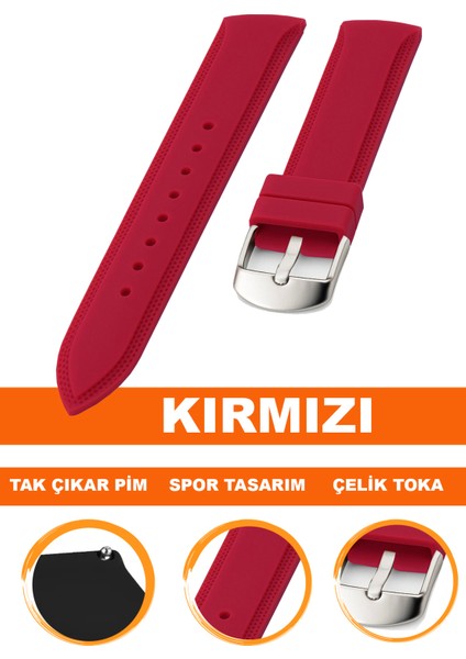 18MM-20MM-22MM-24MM Fossil-Welder-Casio-Seiko-Omega-Armani Saat Uyumlu Silikon Saat Kordonu Kayışı S01A18-12